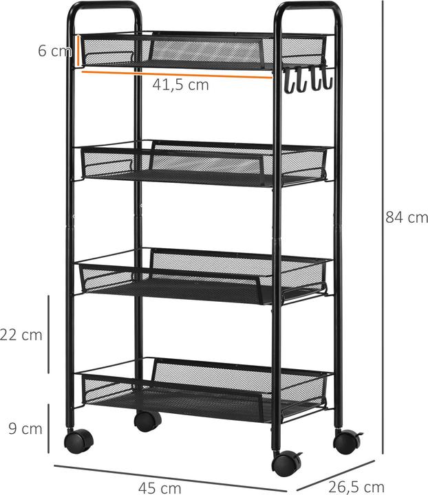 Produktbild Homcom Servierwagen Stahl Schwarz