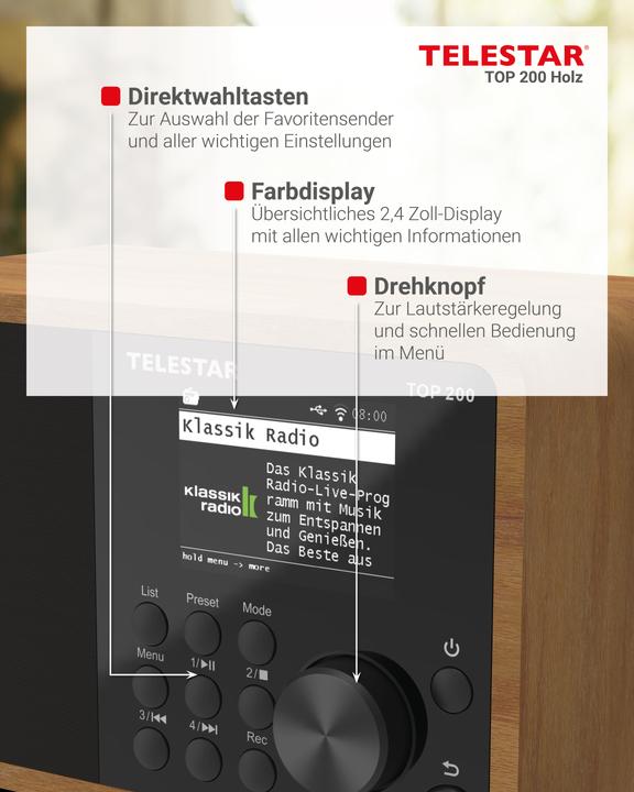 Immagine prodotto Telestar Top 200 (Web radio, DAB, FM, Bluetooth, WiFi)