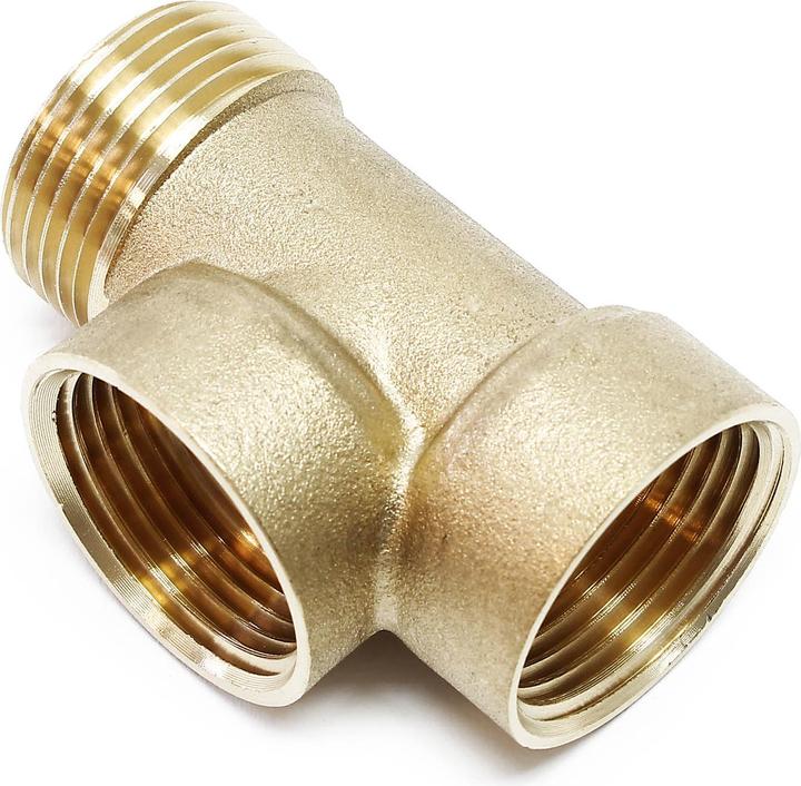 Wiltec 3-Wege T -Verteiler Messing 3xDN25 1" Anschluss Hauswasserwerk und Membrankessel