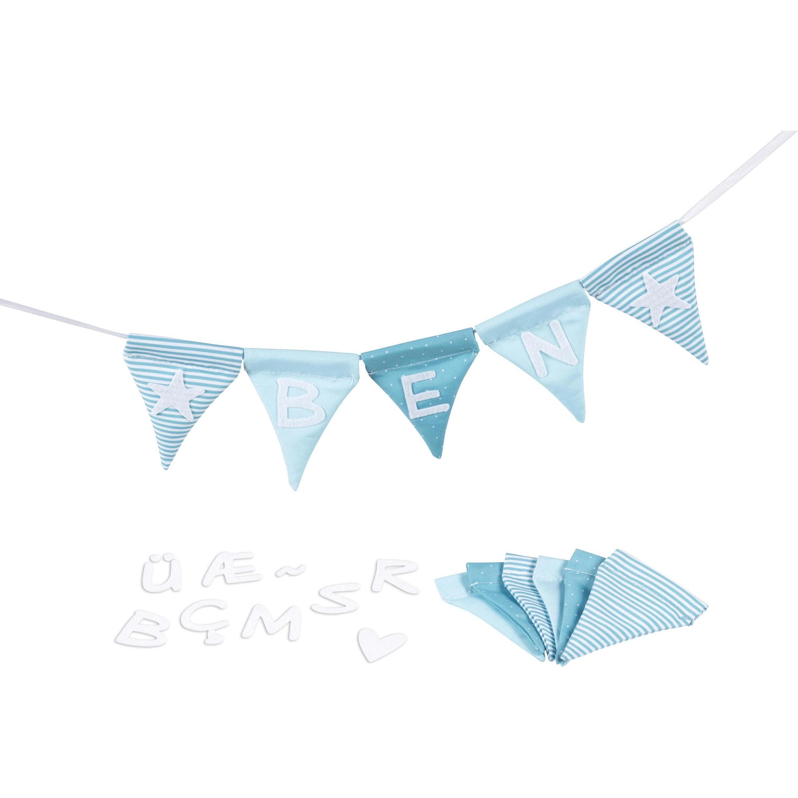 Thumbnail - Goki, Holzbuchstaben + Stoffbuchstaben, Buchstabenwimpelkette blau mit 10 Wimpeln