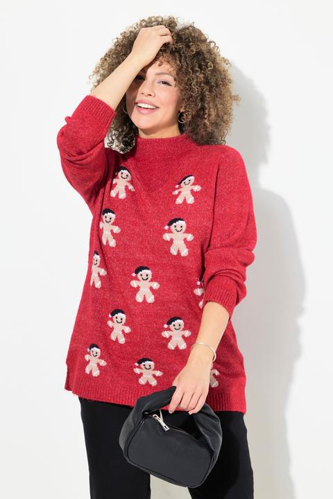 Immagine prodotto Ulla Popken Maglione con omino di pan di zenzero, collo alto e maniche lunghe (54)
