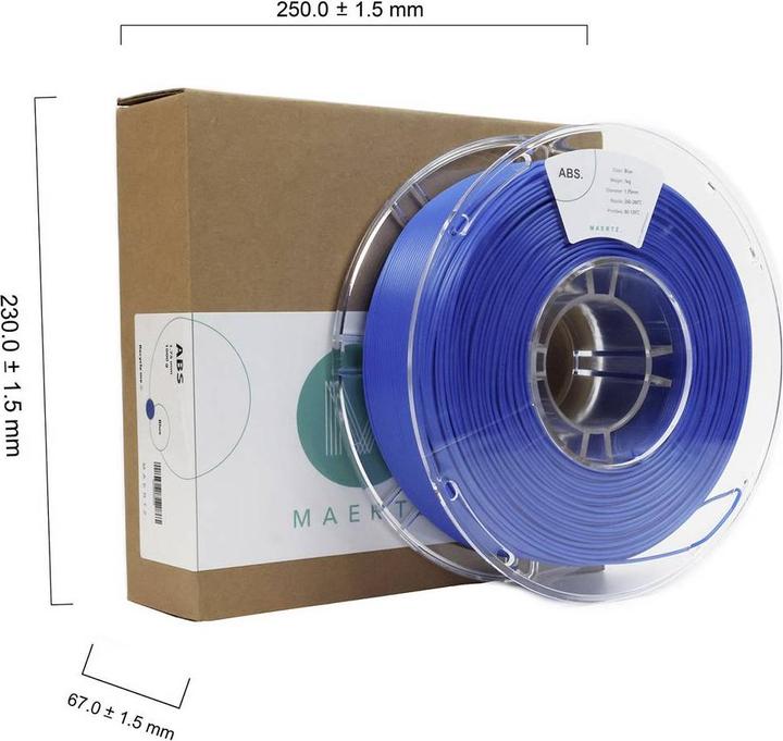 Actual product image Maertz ABS blue 1.75 mm 1,000 g (ABS, 1.75 mm, 1000 g, Blue)