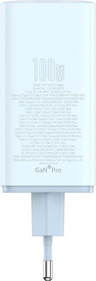 Image du produit Baseus GaN6 Pro 2xUSB-C + 2xUSB, 100W (niebieska) (100 W)