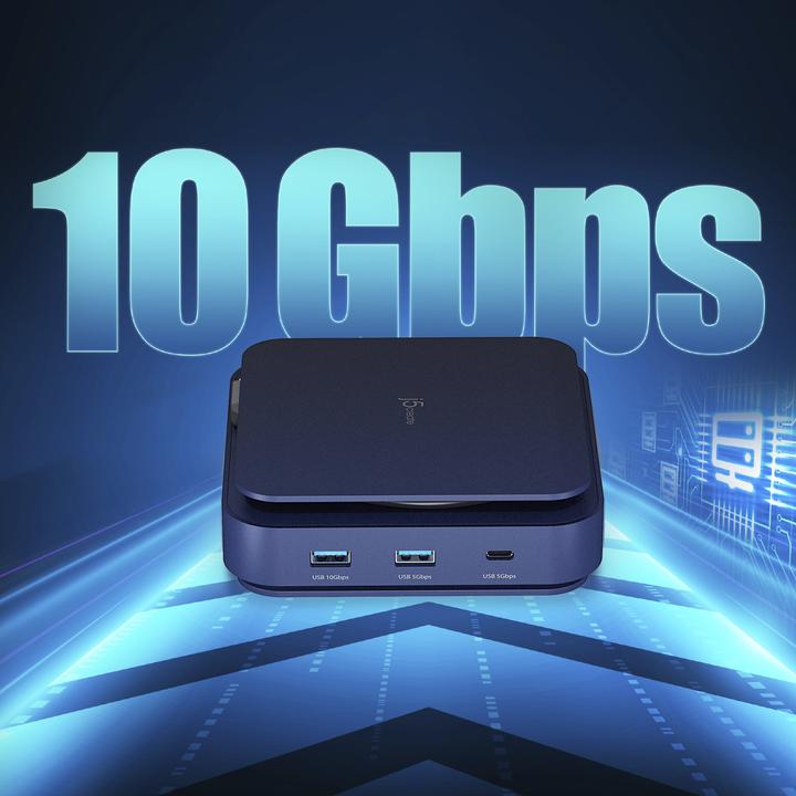 Produktbild j5Create JCD3196-N, Kabelgebunden, USB 3.2 Gen 2 (3.1 Gen 2) Type-C, 140 W, 1000 Mbit/s, Blau, Dark (USB-C)