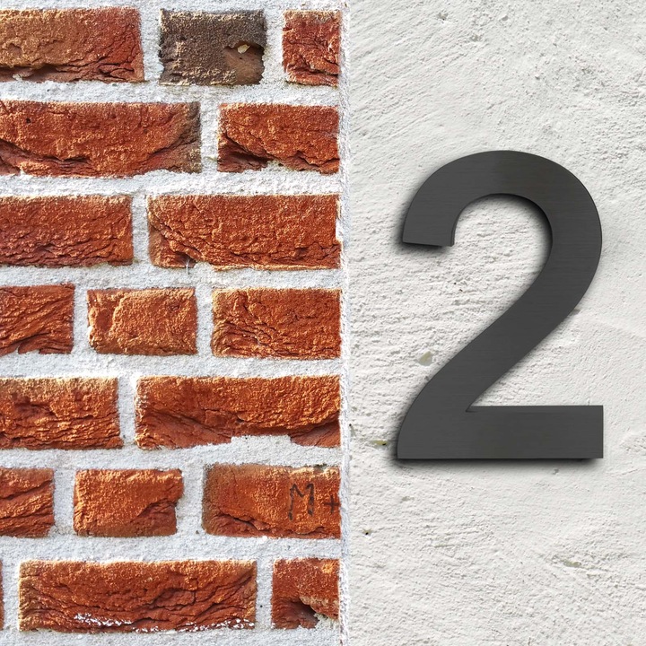 Produktbild Wiltec Hausnummer 2 Edelstahl Hausnummer modern 3D-Design rostfrei