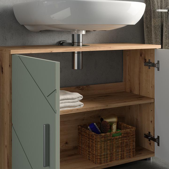 Produktbild Vicco Waschbeckenunterschrank Irma, Salbeigrün/Artisan, 80 x 59 cm mit 2 Türen (80 x 30 x 59 cm)