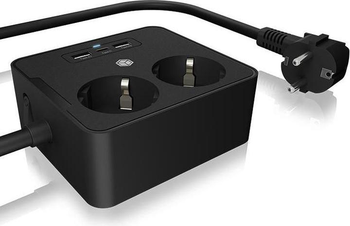 Actual product image Icy Box Tischhalterung (2x, CEE 7/3, 1.90 m)