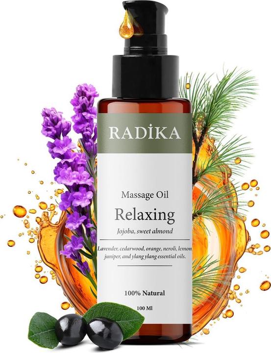 Productafbeelding Radika Massageöl, Entspannendes Massage-Öl, 100% Rein, BIO, natürlich, 100 ml (100 ml)