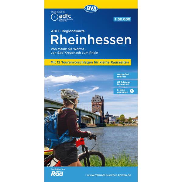 ADFC-Regionalkarte Rheinhessen, 1:50.000, mit Tagestourenvorschlägen, reiss- und wetterfest, Landkarte