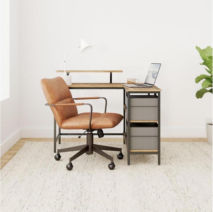 Actual product image Songmics L-Schreibtisch mit Schubladen vintage braun (105 x 115 x 89.50 cm)