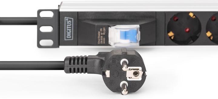 Actual product image Digitus Aluminum socket strip, 7-way with circuit breaker (7x, CEE 7/3, 1.80 m)