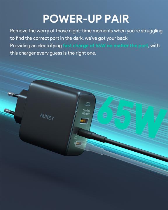 Image du produit Aukey OmniaMix II (65 W, 3 ports)