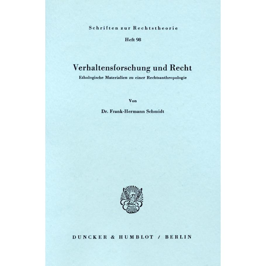 Verhaltensforschung und Recht., Fachbücher