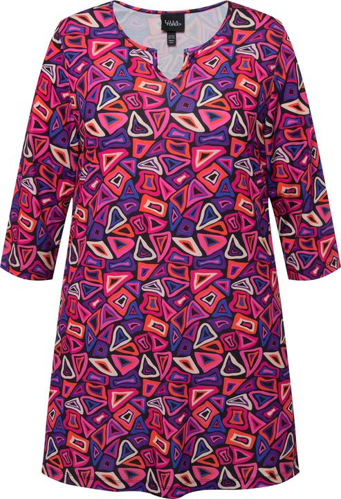 Actual product image Ulla Popken Matte Jersey Graphic Print Swing Vented Tunic (54)