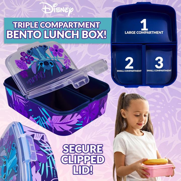 Actual product image Disney Stitch Kinder Lunchbox mit Fächern und Wasserflasche