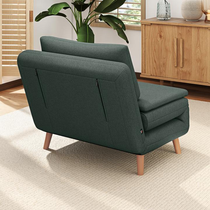 Produktbild Homcom Schlafsessel Polyester, Buchenholz Dunkelgrün