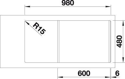 Actual product image Blanco Dinas 6 S (Fitted sink with draining board, 100 cm, 50 cm)