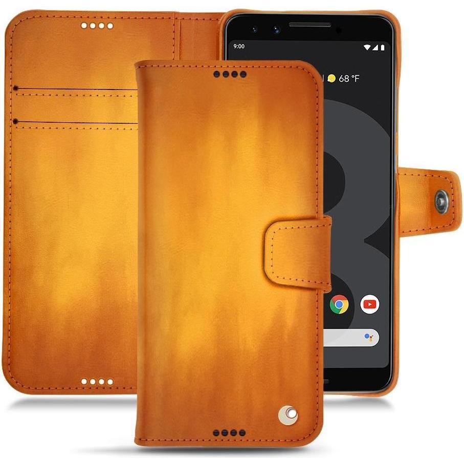 Noreve Lederschutzhülle Wallet (Google Pixel 3), Smartphone Hülle, Orange