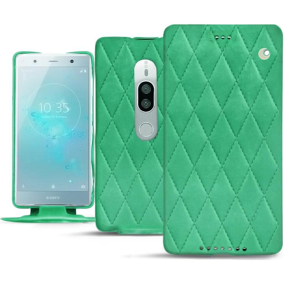 Noreve Lederschutzhülle vertikal (Sony Xperia XZ2 Premium), Smartphone Hülle, Grün