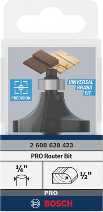 Produktbild Bosch Professional Zubehör Abrundfräser, 1/4-Zoll, R1 12,7 mm, D 38,1 mm, L 18,6 mm, G 60 mm