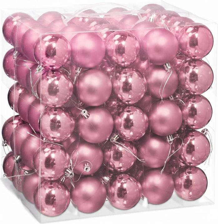 Produktbild Relaxdays - Weihnachtskugeln 100er Set, Rosa/ Silber, 7 x 6 cm (100x)