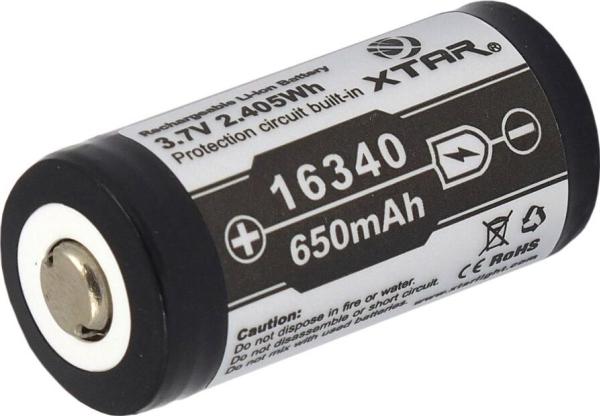 Produktbild Xtar 16340 650mAh Akku mit Schutz (1 Stk., 16340, 650 mAh)