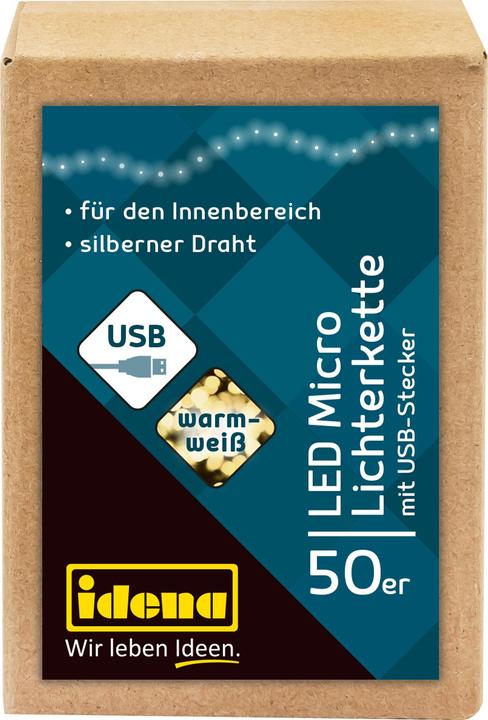 Produktbild Idena Lichterkette 50 Micro LED ww USB (2.75 m)