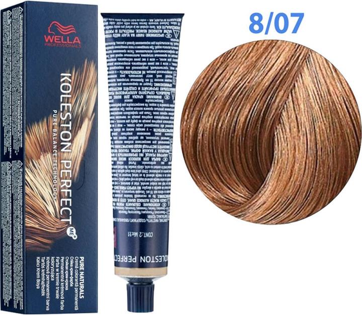 Actual product image Wella Professionals - Koleston Perfect ME â"¢ Pure Natural Hair + Pure Natura l with 60 ml - Shade: (8, 07 Light blonde natural brown)