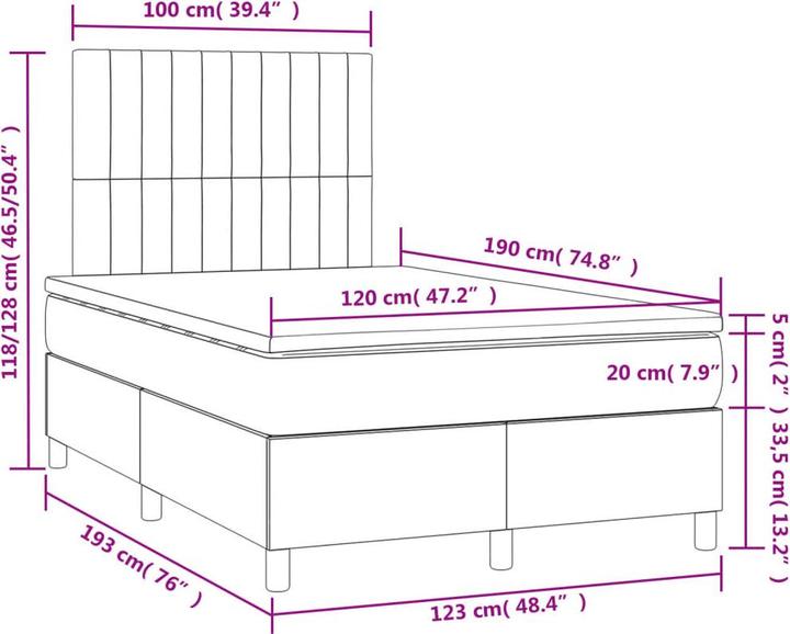 Image du produit vidaXL Boxspringbett (120 x 190 cm)