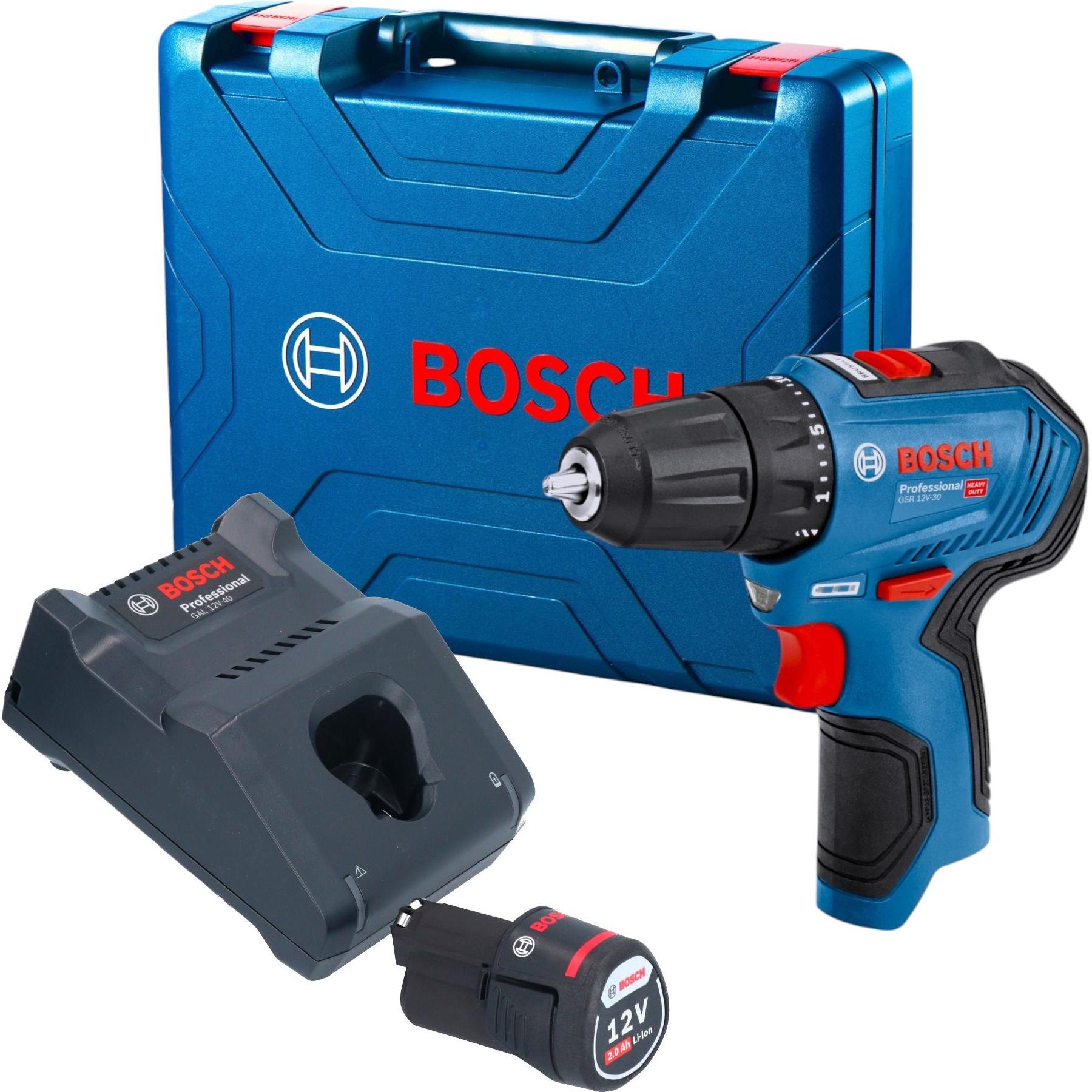 Bosch Professional, Bohrmaschine + Akkuschrauber, Bosch GSR 12V-30 Professional Akku Bohrschrauber 12 V 30 Nm Brushless ...