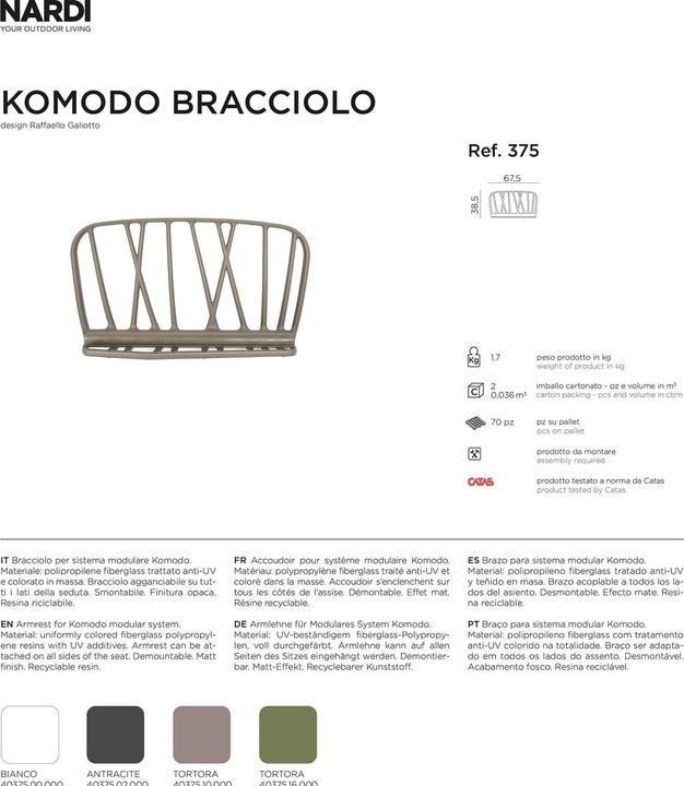 Immagine prodotto Nardi Komodo Bracciolo