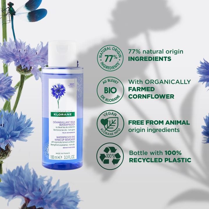 Actual product image Klorane Waterproof make-up remover with organic cornflower (Make-up remover, 100 ml)