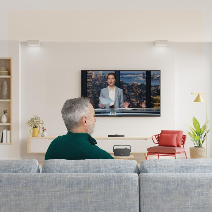 Actual product image Hama Lautsprecher für Fernseher, 2,4-GHz-Station + Bluetooth®, tragbar, stereo (18 h, USB power delivery, Electrical connection)