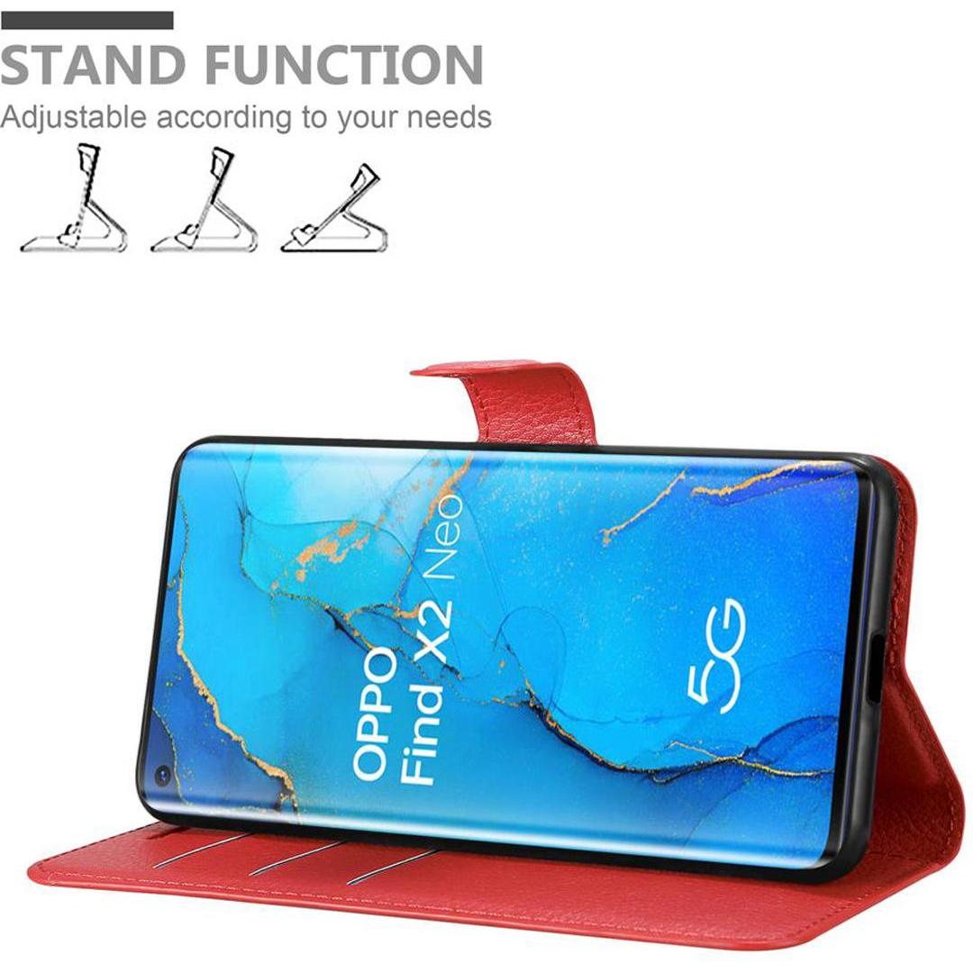 Thumbnail - Cadorabo Book mit Standfunktion Cover (Oppo Find X2 Neo), Smartphone Hülle, Rot