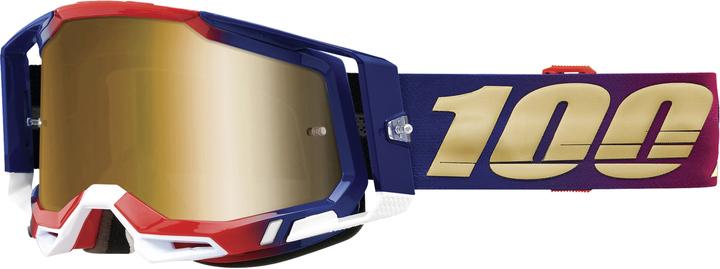 100% Racecraft 2 Goggle United - True Gold Mirror (Blue, Red, True Gold Mirror)
