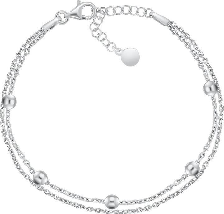 Actual product image Brilio Silver - Double Silver Bracelet with Beads BRC107W