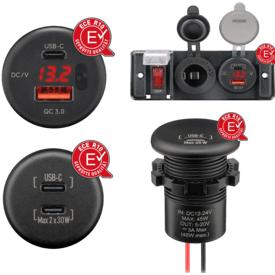 Rammount, Accessori interni per auto, RAM Mount Einbaucharger offene Kabelenden LED USB-A/USB-C