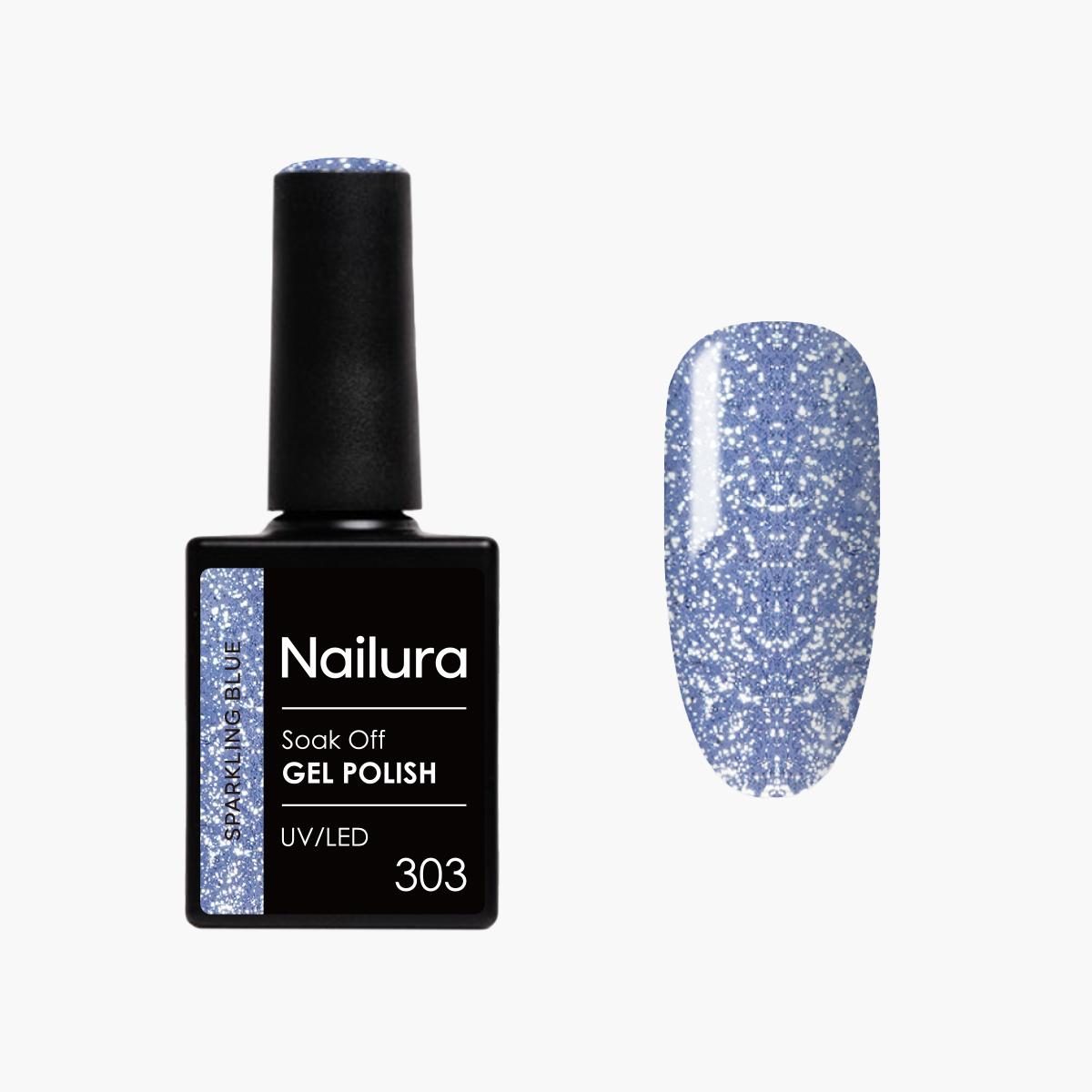Nailura - Gel Polish 303 - Sparkling Blue - 10 ml (Sparkling Blue, UV-Gel Lack) (70322)