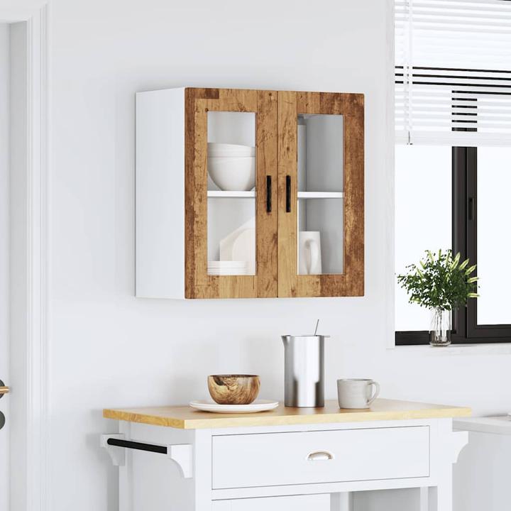 Immagine prodotto VidaXL Parete attrezzata per cucina con anta in vetro Porto in legno recuperato Parete attrezzata per (60 x 31 x 60 cm)
