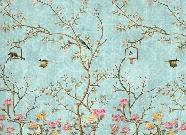Produktbild CoverYourDesk Tischset Florales Vintage Motiv mit Vögeln