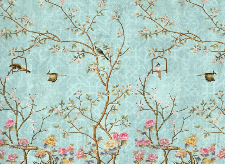 Actual product image CoverYourDesk Vintage floral motif with birds