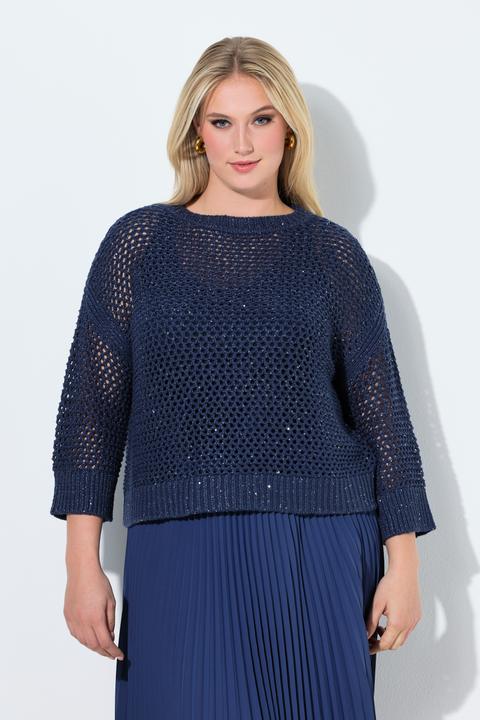 Produktbild Ulla Popken Pullover, Pailletten, Oversized, Rundhals, 3/4-Arm (60)