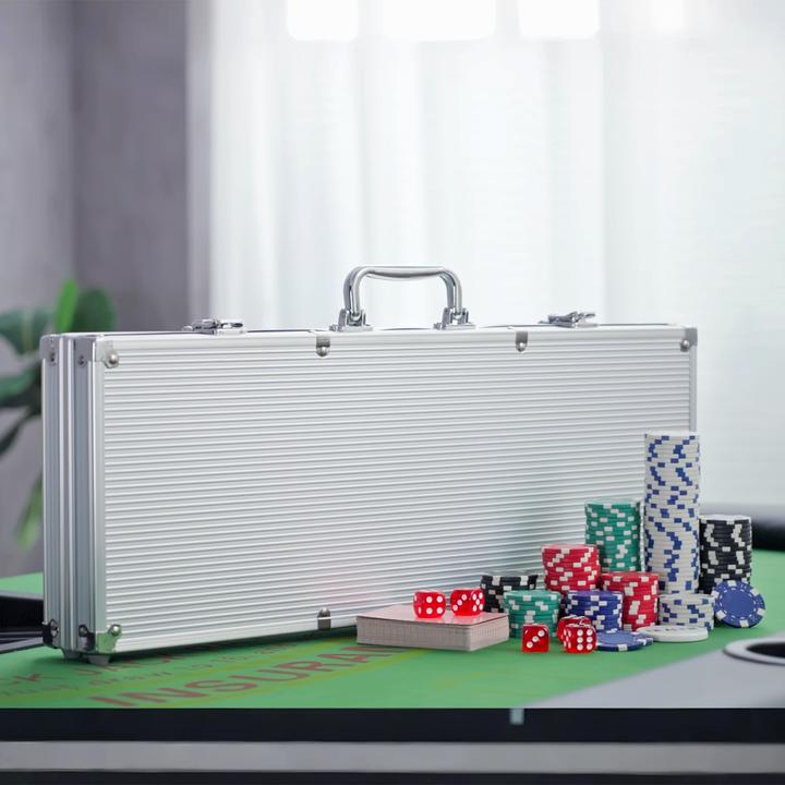 Image du produit Homcom Mallette de poker incluant un set de poker (Allemand, Français, Italien, Anglais)