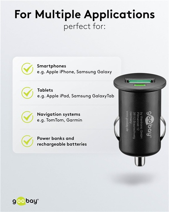 Actual product image Goobay USB Car Quick Charger