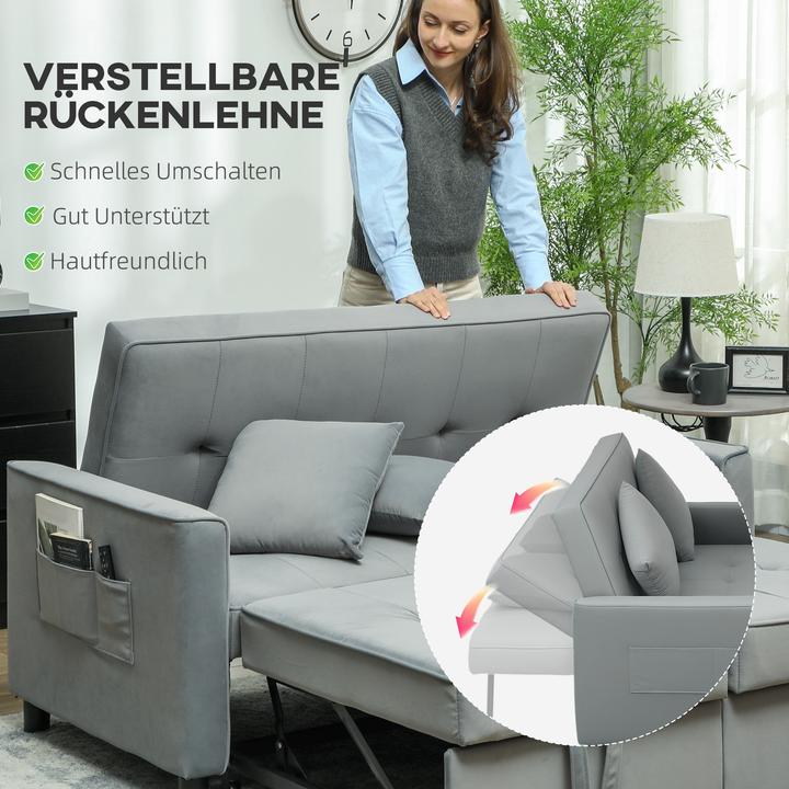 Produktbild Homcom Schlafsofa Polyester, Eukalyptusholz Grau (2-Sitzer)