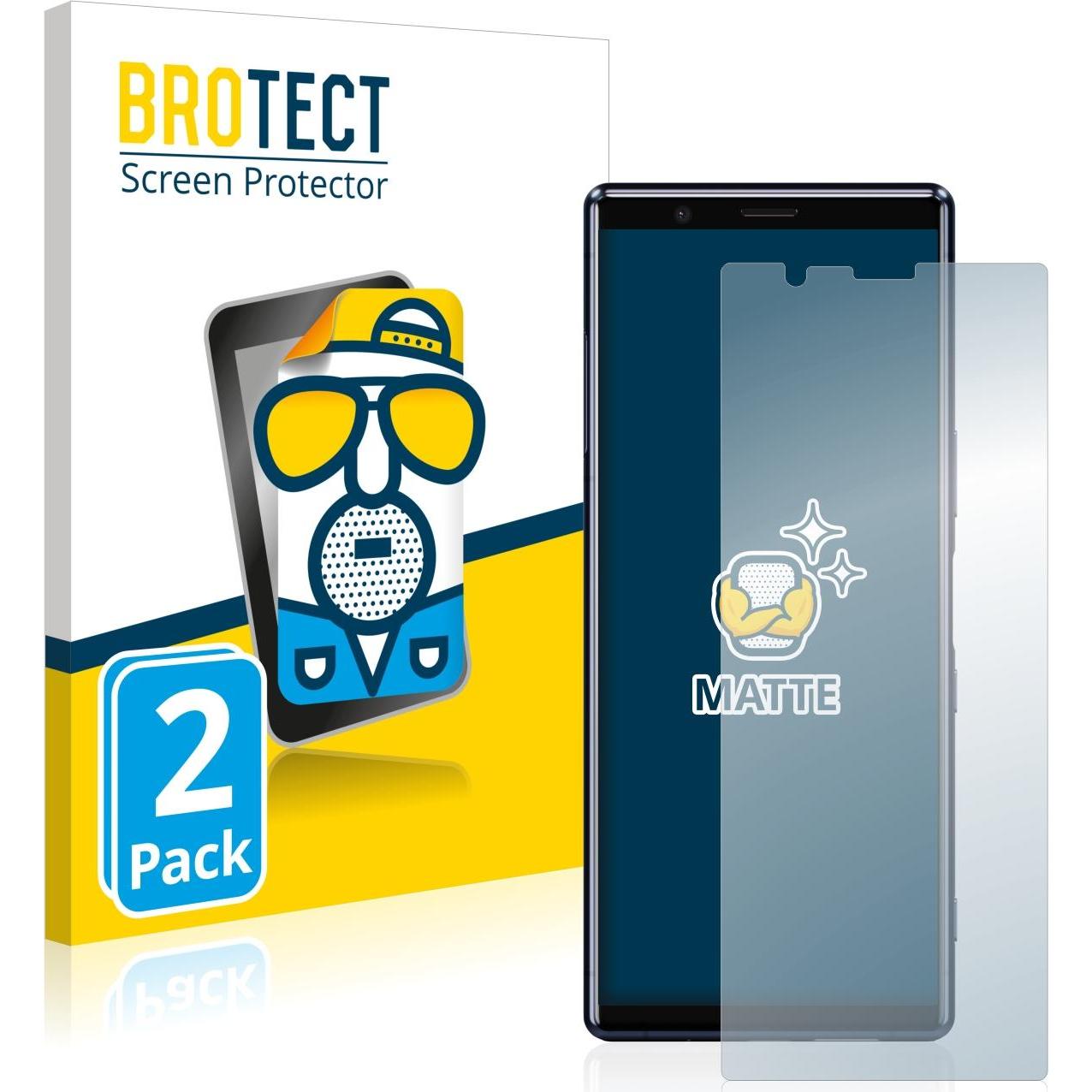 BROTECT Entspiegelungs-Schutzfolie Displayschutz Matt (2 Stück, Sony Xperia 5), Smartphone Schutzfolie, Grau