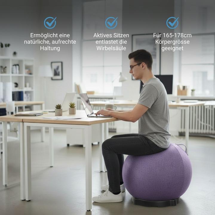 Produktbild Hermex Sitzball mit Schutzhülle Yoga-Ball Gymnastikball Fitnessball (65 cm)