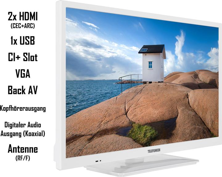 Image du produit Telefunken XH24SN550MV-W Téléviseur 24 pouces / Smart TV (HD Ready, HDR, 12 Volts) - 6 mois de HD+ inclus (24", LED, HD, 2023)