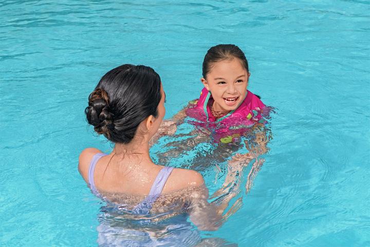 Immagine prodotto Bestway Giubbotto di salvataggio Swim Safe ABC con copertura in tessuto UPF 50+ (Taglia unica, 11 - 30 kg)