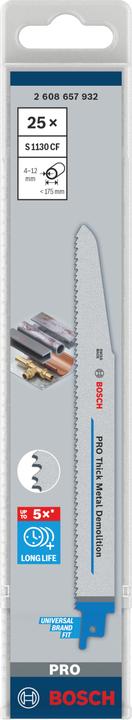 Immagine prodotto Bosch Professional Zubehör Lama PRO per demolizione metalli spessi S1130CF, 1,6 x 22 x 225 mm, 25 pezzi.
